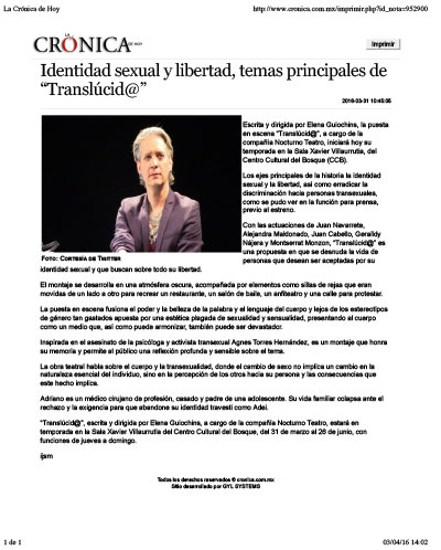 Translucid@ Prensa | La crónica de Hoy 