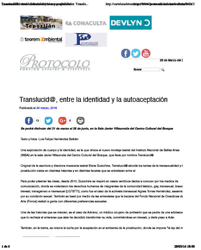 Translucid@ Prensa Protocolo | Nocturno Teatro